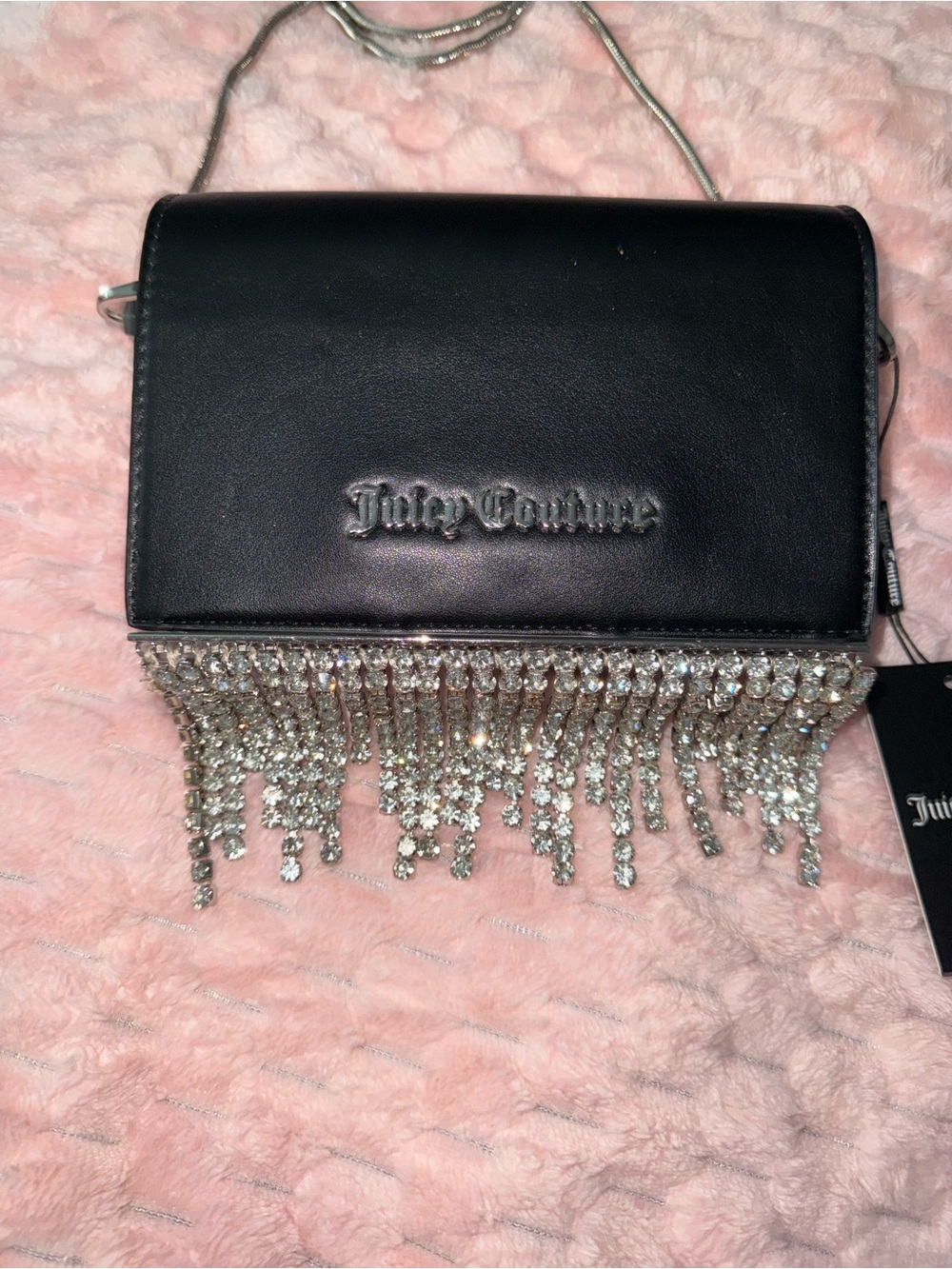 Juicy Couture - UK Edition - Kylie Flap Bag - BLACK - Rhinestone Accent Strings! - Picture 2 of 15